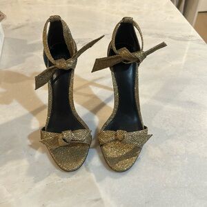 Alexandre Birman gold bow tie heeled sandals